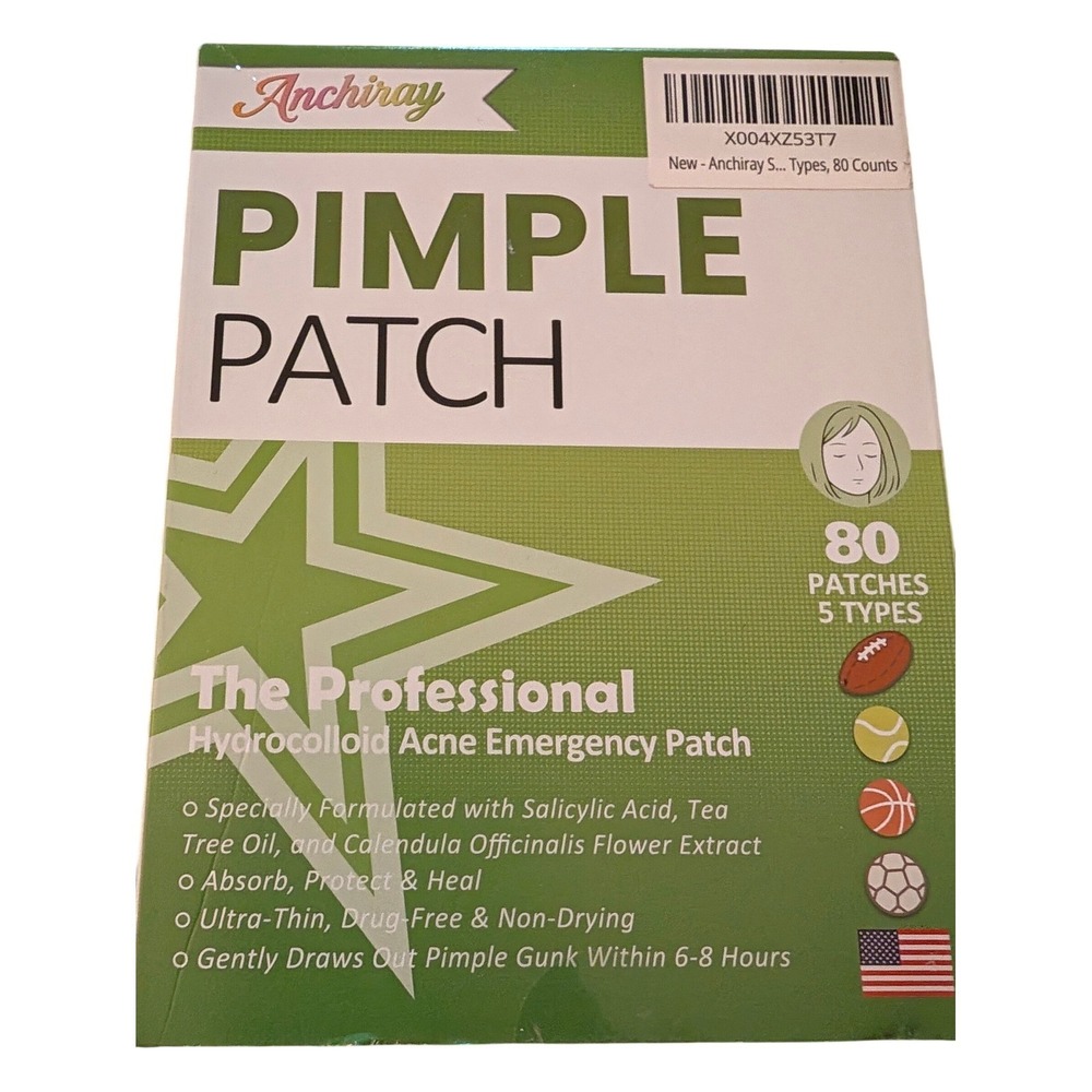 Anchiray Professional Hydrocolloid Pimple Patch 80 Count Sports & Flag Designs